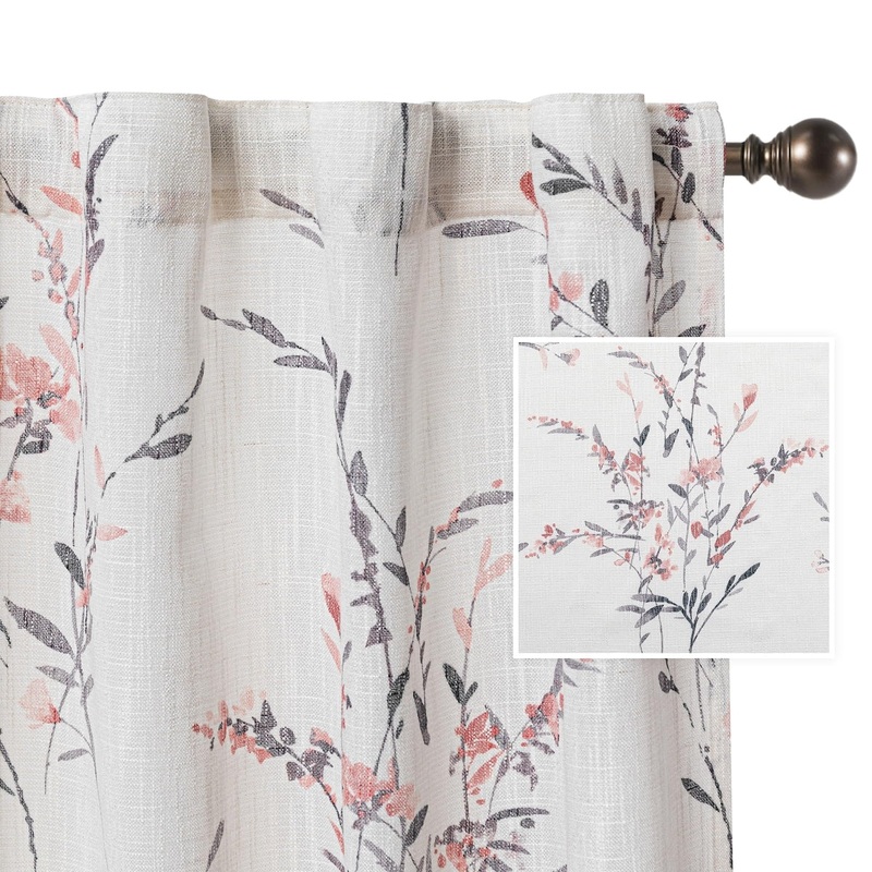 Curtains for Living Room 84 Inches Long Light Filtering Window Treatment Sets Bedroom Dining Room Leaf Printed 52"x84",2 Panels
