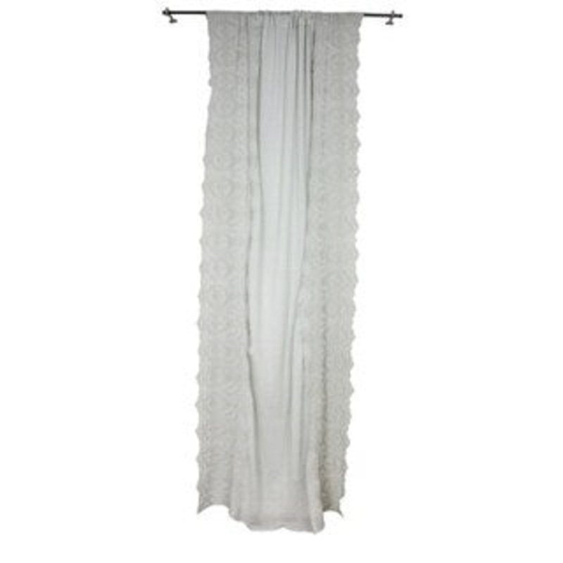 Sagebrook Home TC10293-01 Cotton Side Embroidered Curtain Panel, Gray Cotton, 55 x 102 Inches