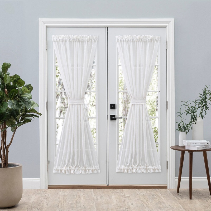 Shannon Premium Slubbed Linen Door Curtain Panel W Tie Back