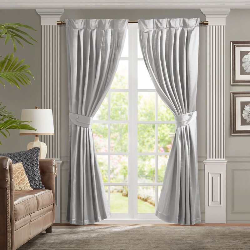 100% Polyester Pleat Curtain Panel with Tieback, Two Ways To Hang Curtain, Suitable for Bedroom or Living Room -Single Panel
