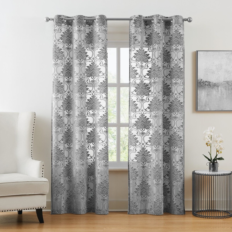 5th Avenue Lux Sophia Burn Out Sheer Window Panel Pair
