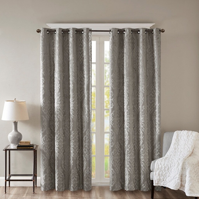 Blackout&Noise Blocking Knitted Jacquard Damask Total Grommet Top Curtain Panel, Machine Washable for Living Room/Bedroom-Single