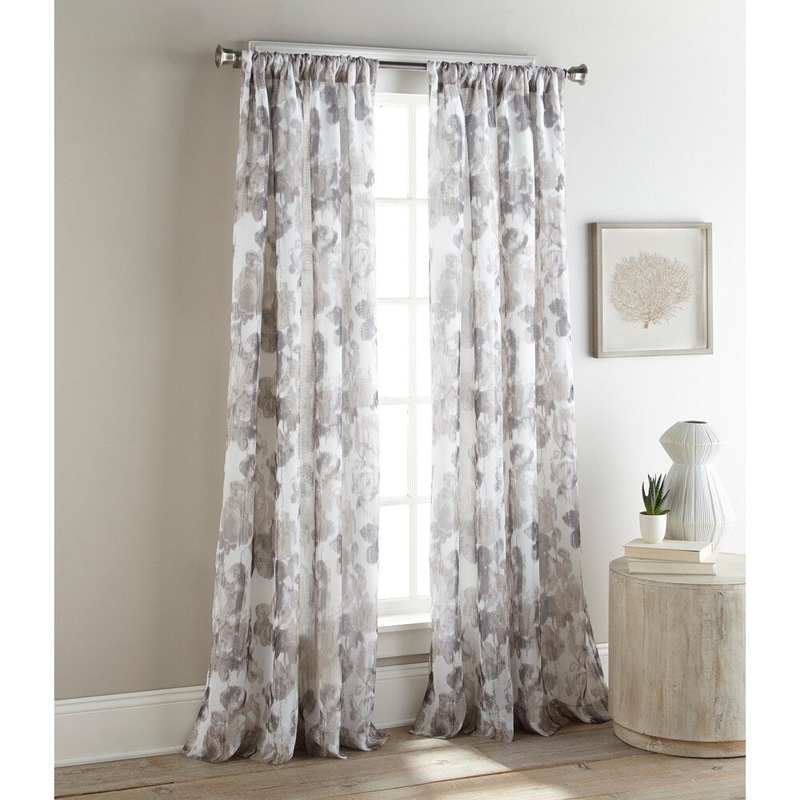 Sherry Kline Argasio Natural 96-inch Printed Sheer Panel (Pair) - 52 X 96