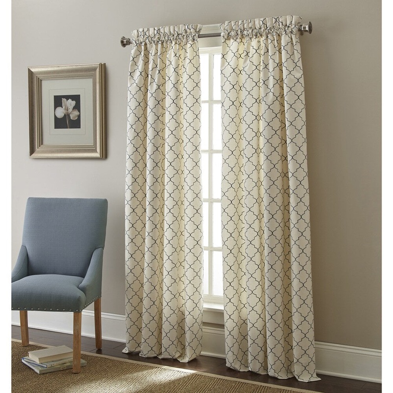 Sherry Kline Westbury Embroidered Rod Pocket 63-inch Curtain Panel Pair - 52 x 63 - 52 x 63
