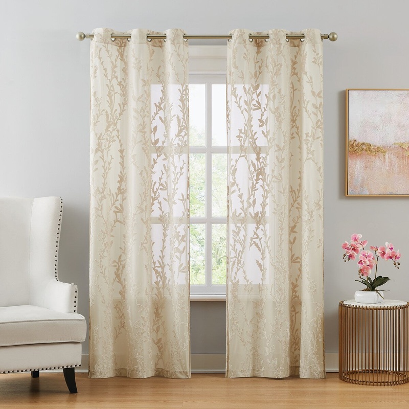5th Avenue Lux Shelton Burn Out Sheer Window Panel Pair