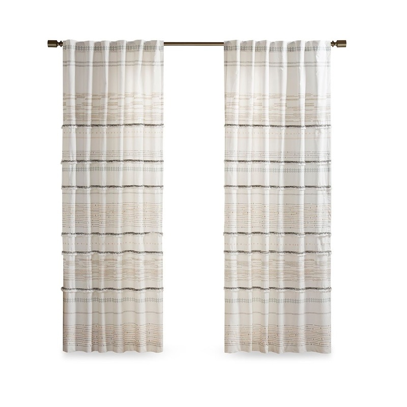 Cotton Printed Curtain Panel with tassel trim and Lining - 50*84