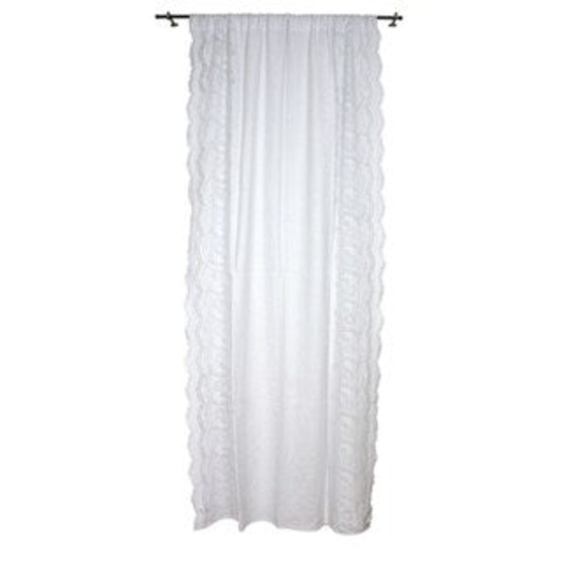 Sagebrook Home TC10296-01 Linen Eyelet Emb Curtain Panel, White Linen, 55 x 102 Inches