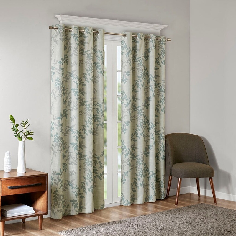 1-Piece Blackout Curtain Panel, Polyester Printed Botanical Window Panel with Grommet Top