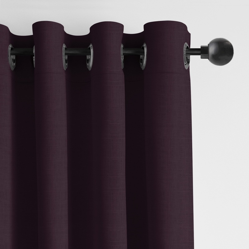 6ix Tailors Elsie Eggplant Grommet Top Drapery Panels Pair