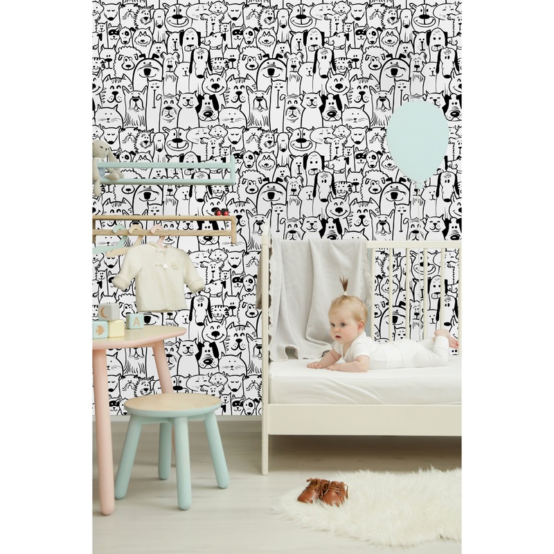Cats with Dogs Peel and Stick Wallpaper