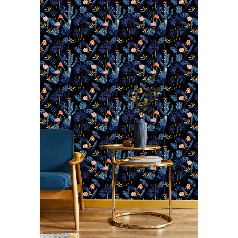 Dark Blue Cactus Wallpaper