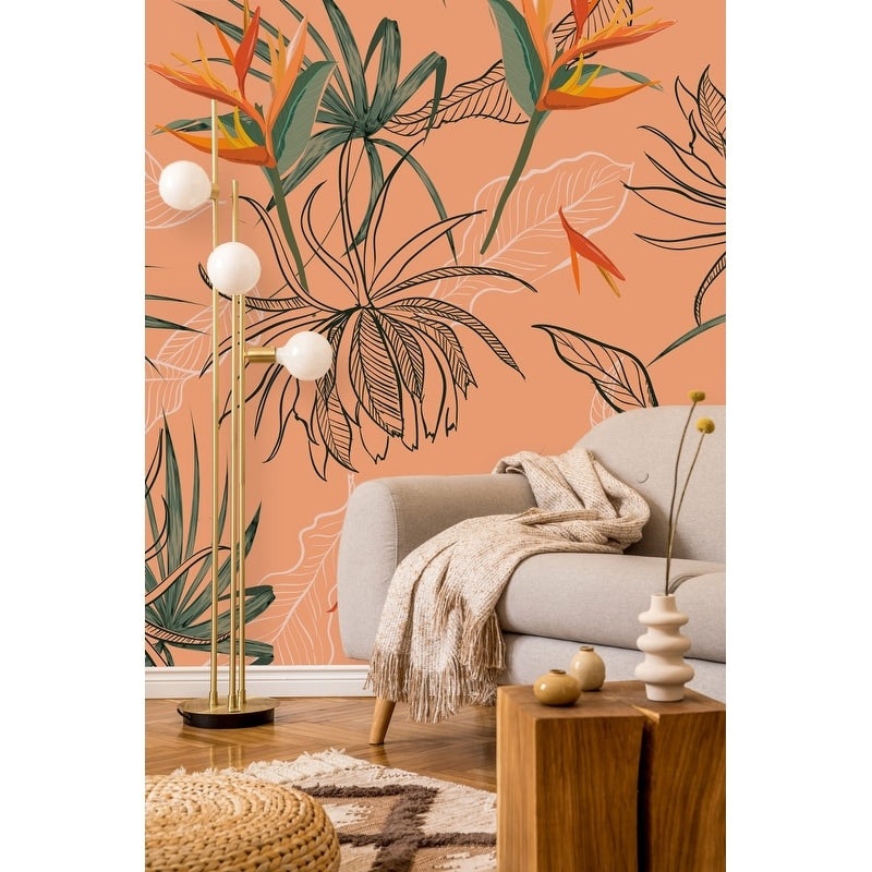 Exotic Leaves Contours Wallpaper