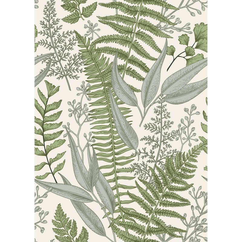 Ferns Botanical Light Peel and Stick Wallpaper