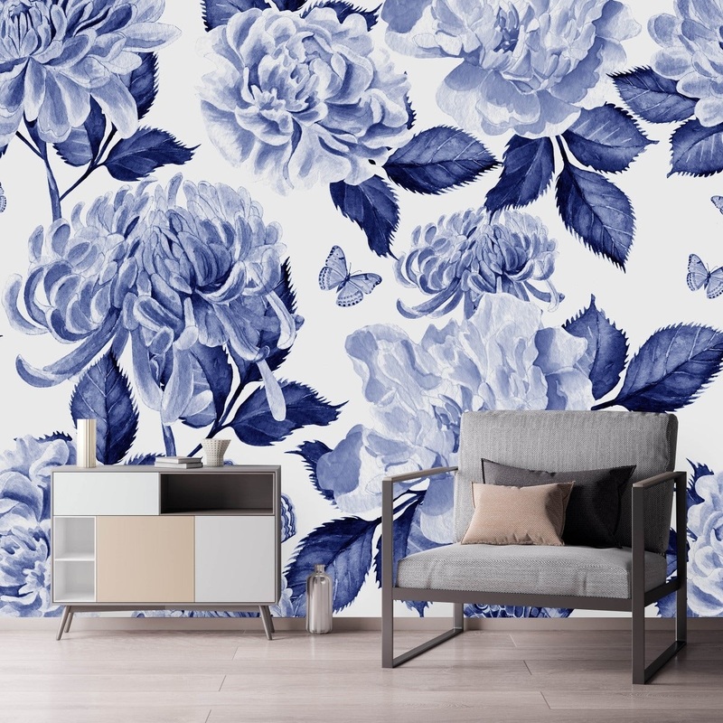 Flowers and Butterflies Wallpaper Peel and Stick and Prepasted