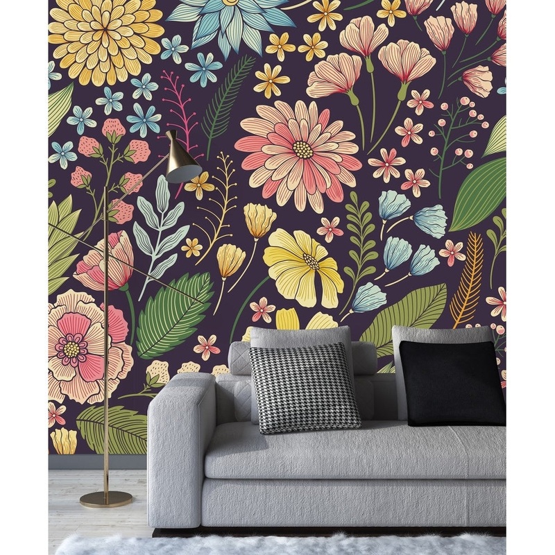 Flowers on Dark Background Wallpaper