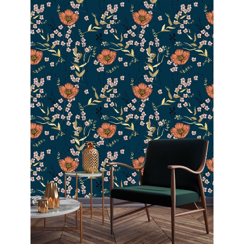 Trendy Floral Pattern Peel and Stick Wallpaper