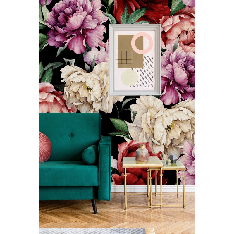 Vintage Dark Peony Wallpaper Mural