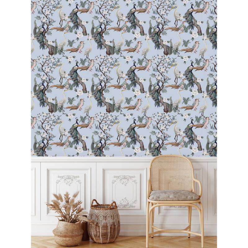 Vintage Wallpaper with Peacocks