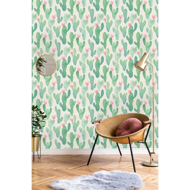 Watercolor Cactus Peel and Stick Wallpaper
