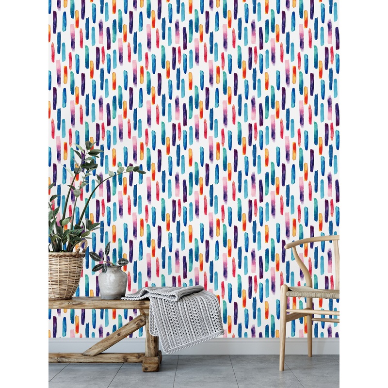 Watercolor Long Brush Strokes Peel and Stick Wallpaper