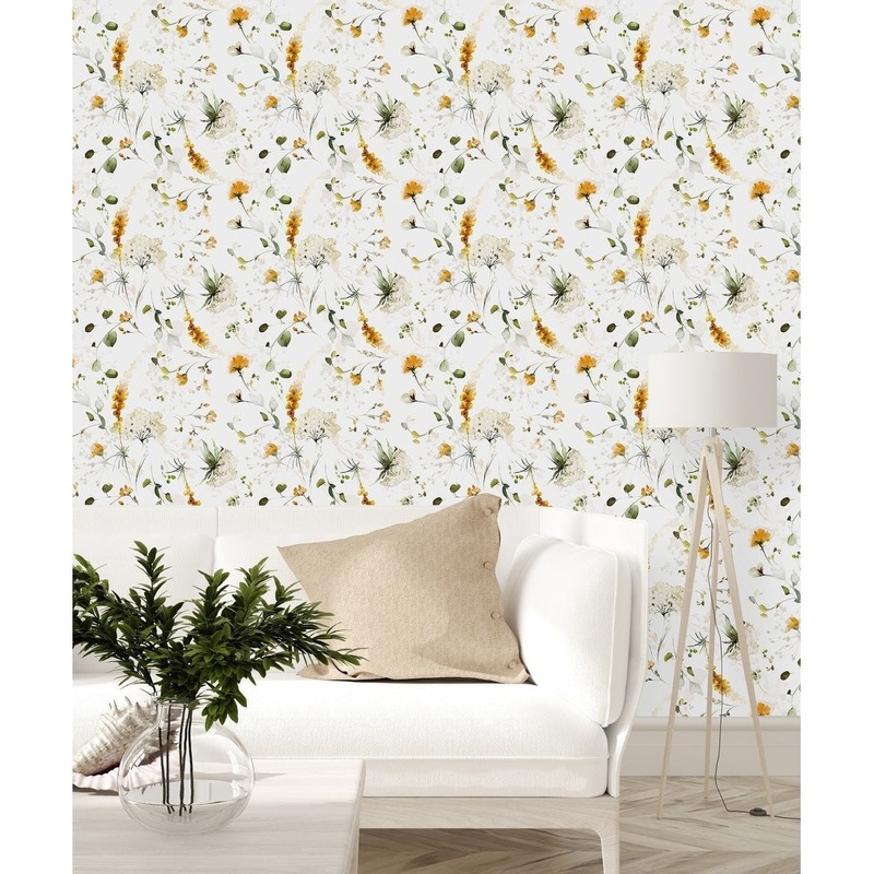 Yellow Wildflowers Wallpaper Peel and Stick and Prepasted