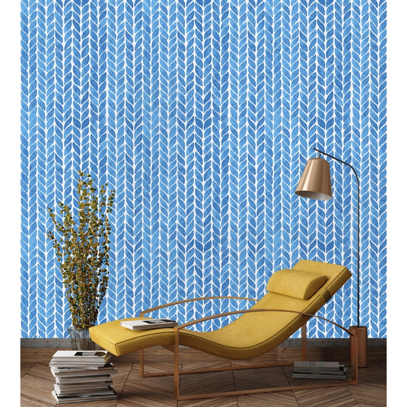 Braid Lines in Blue Peel and Stick Wallpaper