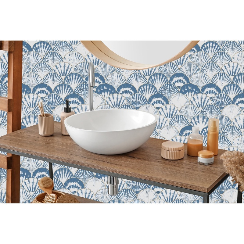 Coquillages by the Sea Peel and Stick Wallpaper Roll Size 10'L x 24''W