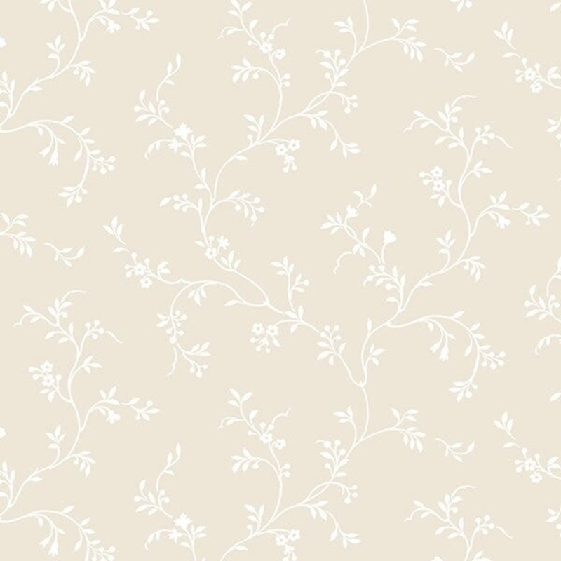 Siena's Trail Clearwater 32.7 Ft. x 20.5 In. Vinyl White On Cream Petite Floral Vine Wallpaper Covering
