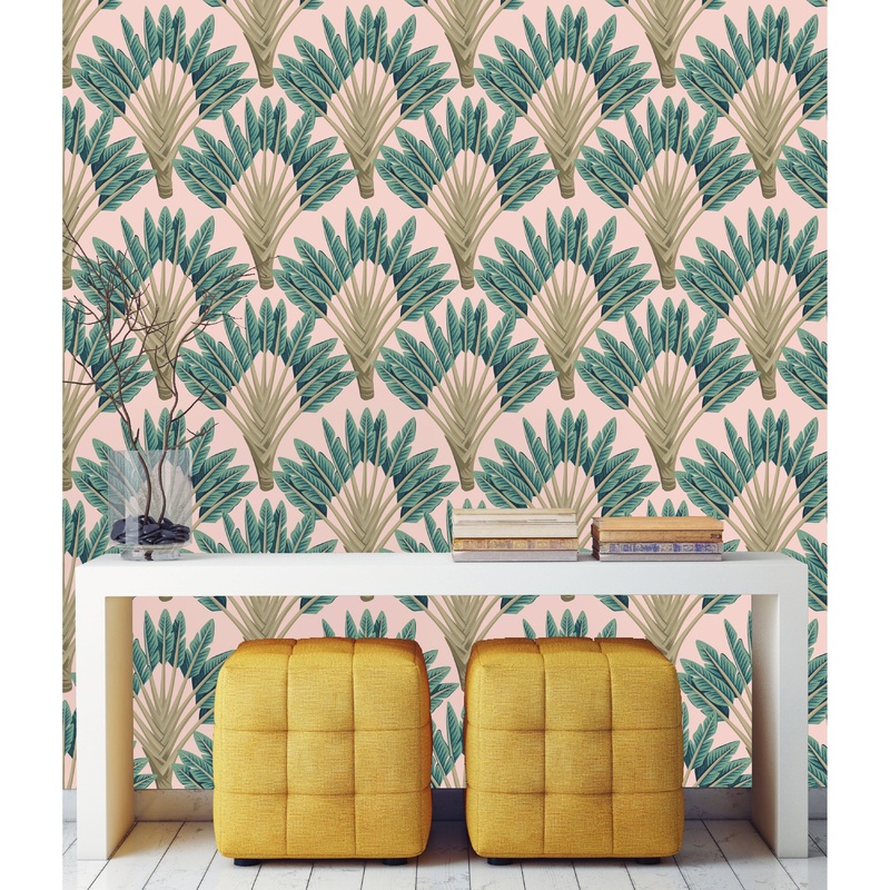 Vintage Green Banana Trees Peel and Stick Wallpaper
