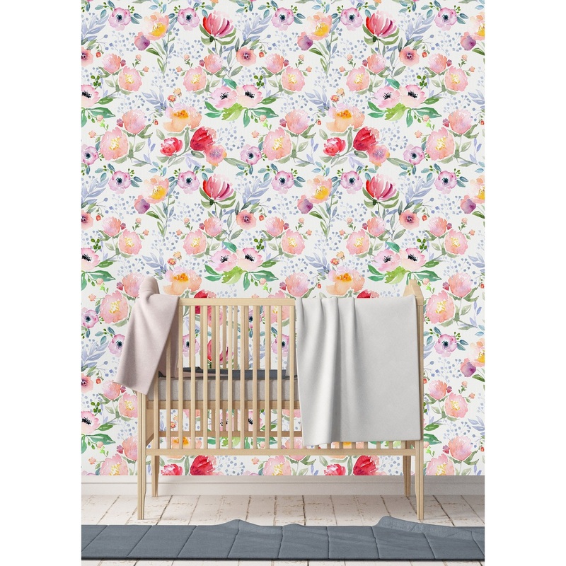 Watercolor Bright Flowers Removable Wallpaper