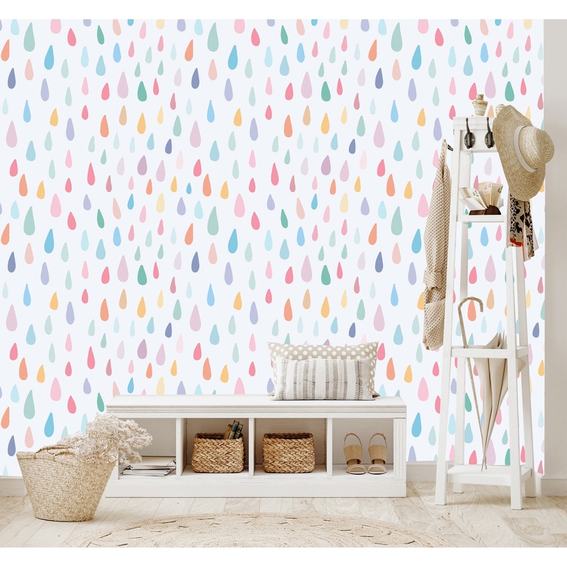 Watercolored Rain Drops Peel and Stick Wallpaper