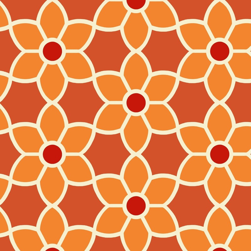Botanical Hastings Flora Orange Geometric Floral 33' L X 20.5" W Wallpaper Roll