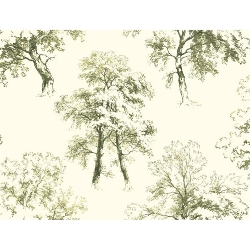 Deciduous Wallpaper, 27 in. x 27 ft. = 60.75 sq.ft., in green/white