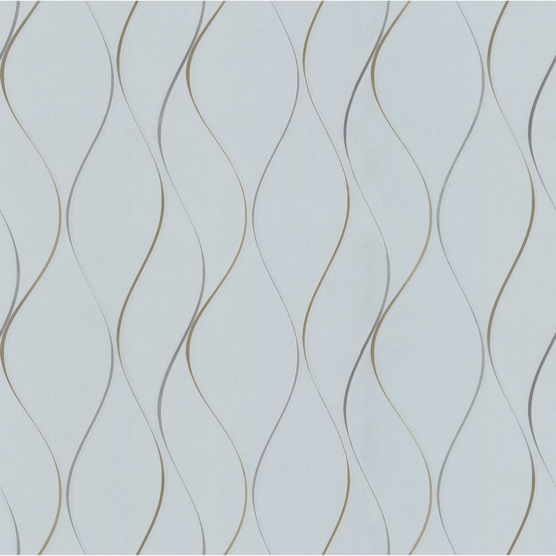 Gainesville Light Blue Non-Woven Unpasted Stripes Wavy Stripe Wallpaper Covers about 57.75 sq. ft.