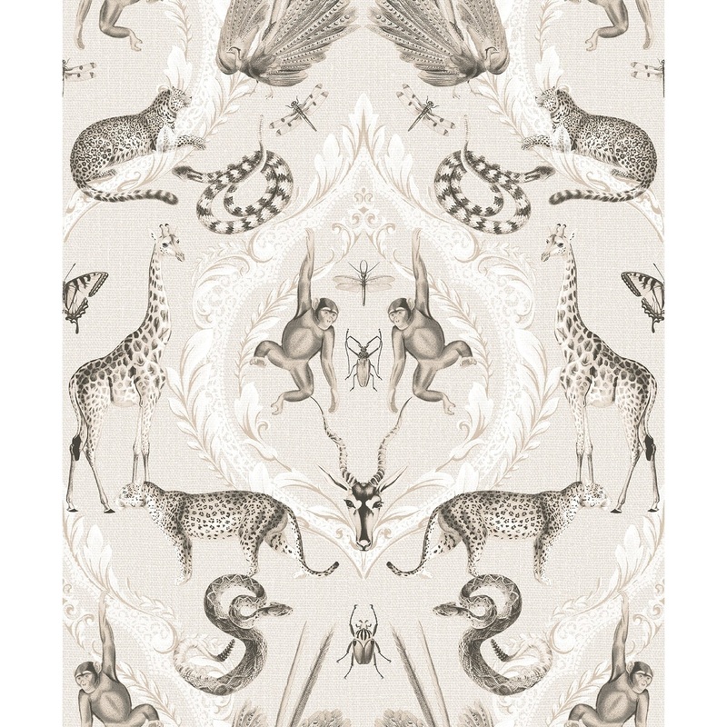 Galerie Wallcoverings Bazaar Jungle Menagerie Damask Non-woven Metallic Wallpaper Roll