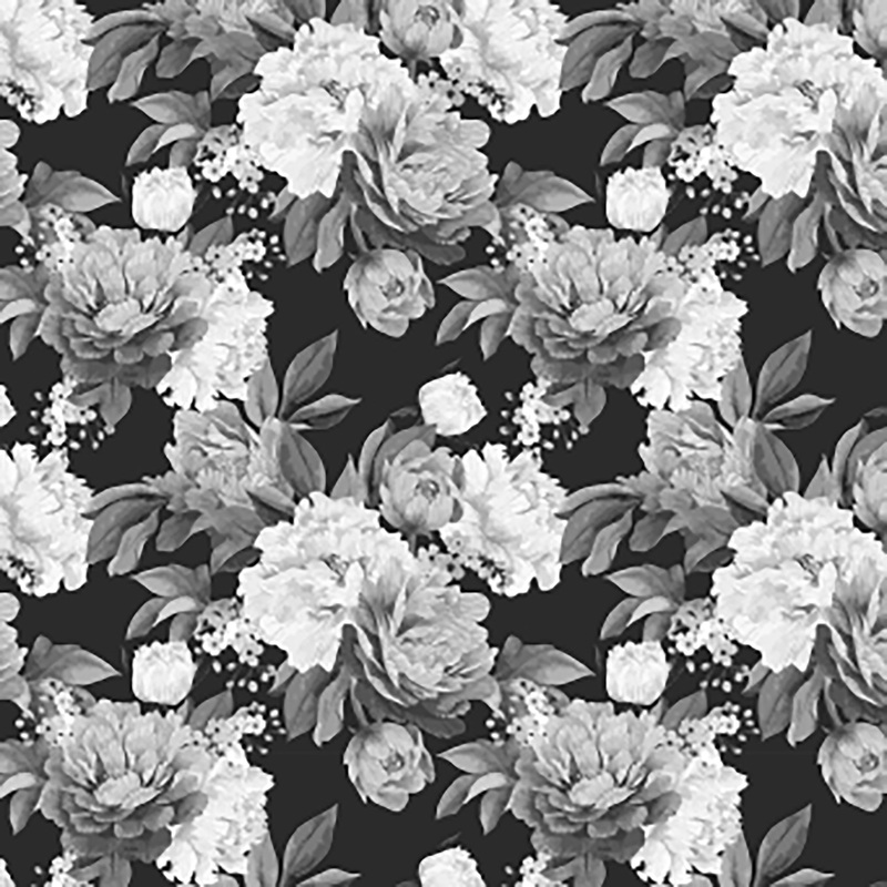 Simplify Floral Adhesive Wallpaper in Black and White - 197" x 21" x 0.1"