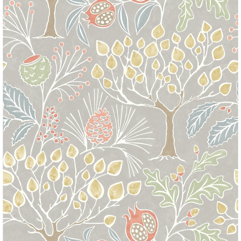 Trees Paris Shiloh Light Grey Botanical Wallpaper