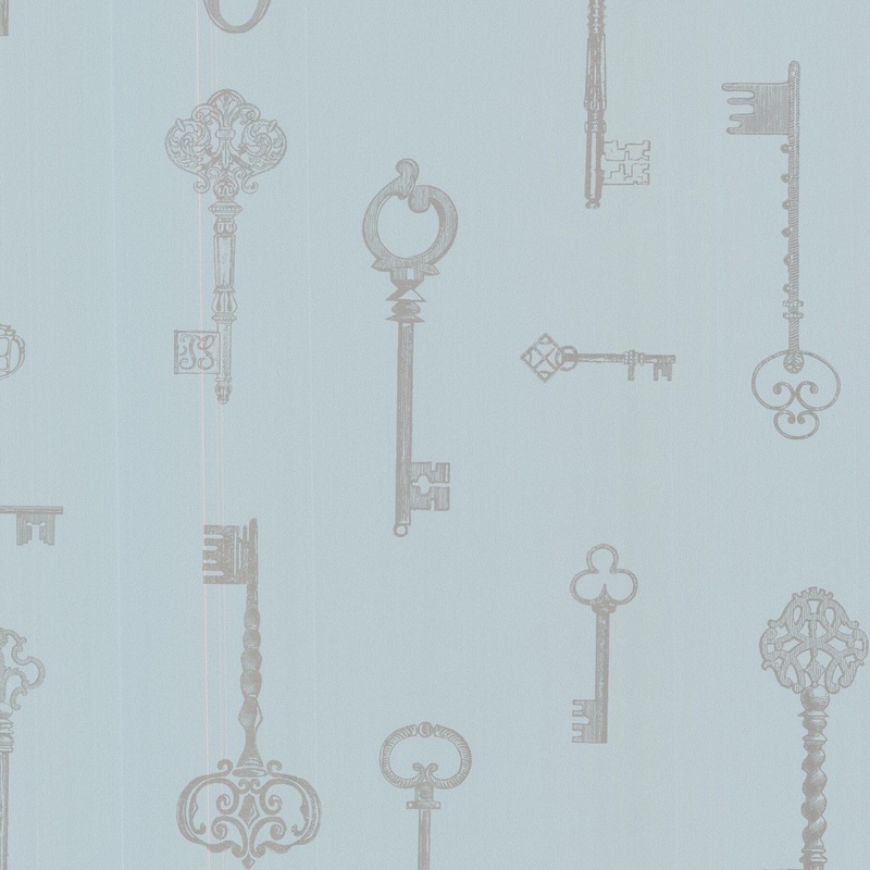 Vintage Linnett Addison Blue Vintage Keys 33' L X 20.5" W Wallpaper Roll