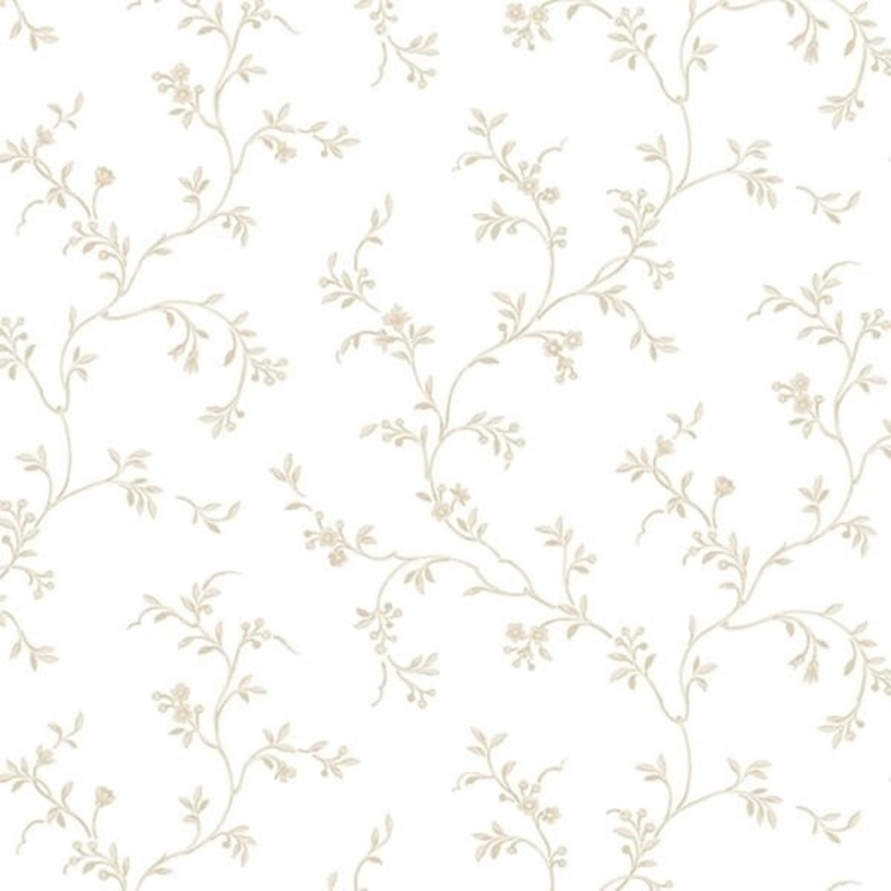 Allison's Trail Clearwater 32.7 Ft. x 20.5 In. Vinyl Tan On White Petite Floral Vine Wallpaper Covering