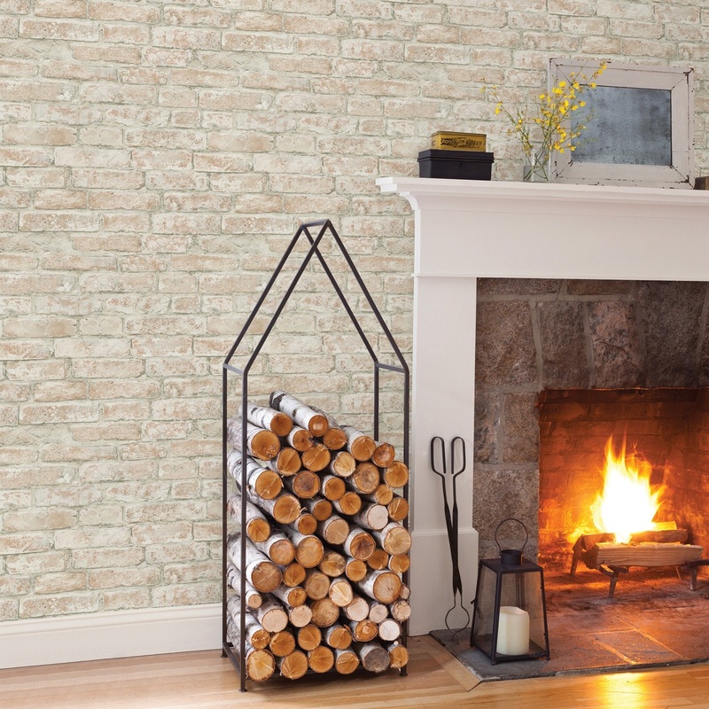 Bricks Kravis Arlington Off-White Brick 33' L X 20.5 W Wallpaper Roll