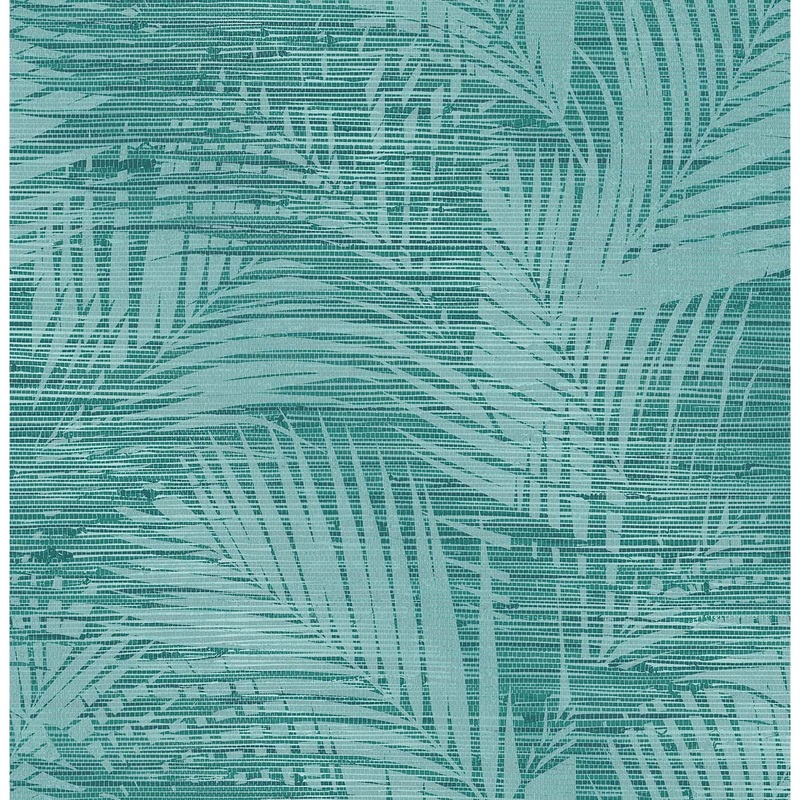 Fabric Textures Shaw Motmot Turquoise Palm 33' L X 20.5" W Wallpaper Roll