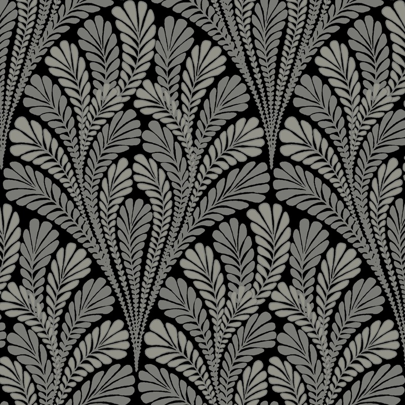 Fairfield Black/Glint Sure Strip Prepasted Damask Shell Damask Wallpaper Covers about 56 sq. ft.