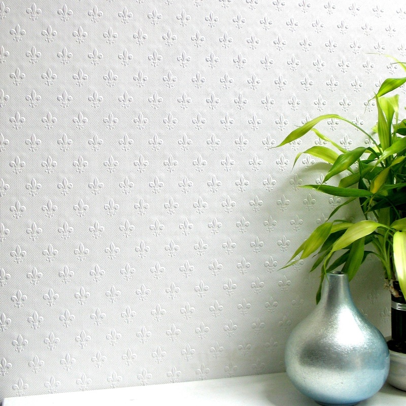 Fleur de Lis Colton Tudor Paintable Anaglytpa 33' L X 20.5 W Original Wallpaper
