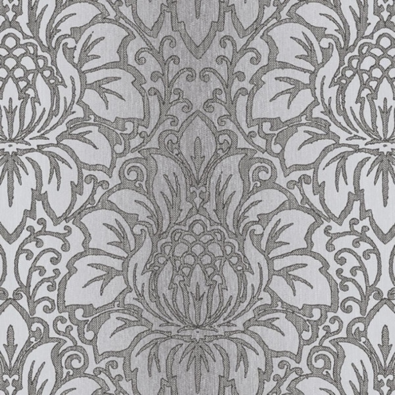 Venetian Damask Evanston 32.7 Ft. x 20.5 In. Vinyl Dark Grey Modern Damask Wallpaper Covering