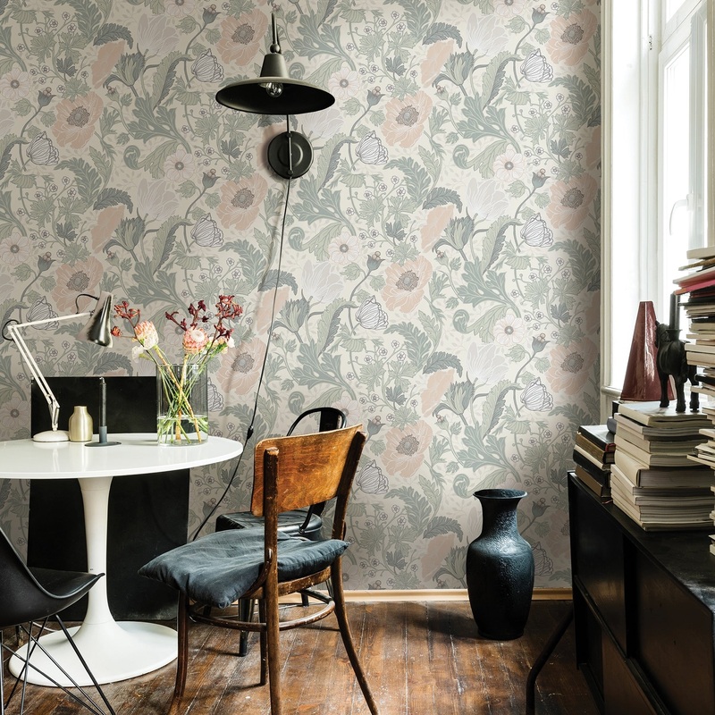 Winters, Anemone Light Floral, 33 FT. L x 20.5In. W Wallpaper Roll