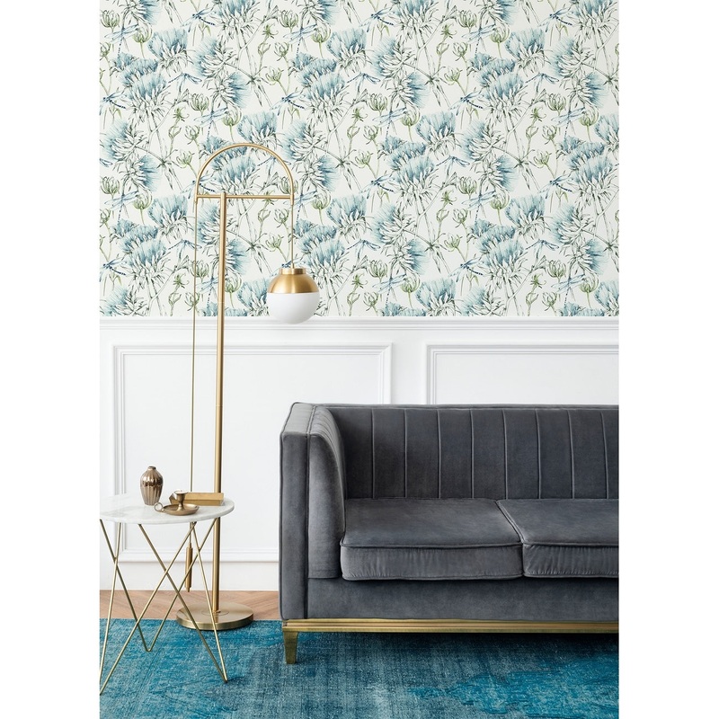Animals Montgeron Mariell Blue Dragonfly 27' L X 27" W Wallpaper Roll