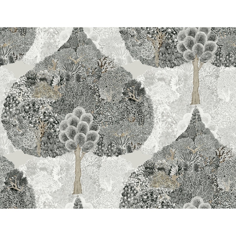 Ermont Black Unpasted Paper Unpasted Bohemian Mystic Forest Wallpaper Covers about 60.75 sq. ft.
