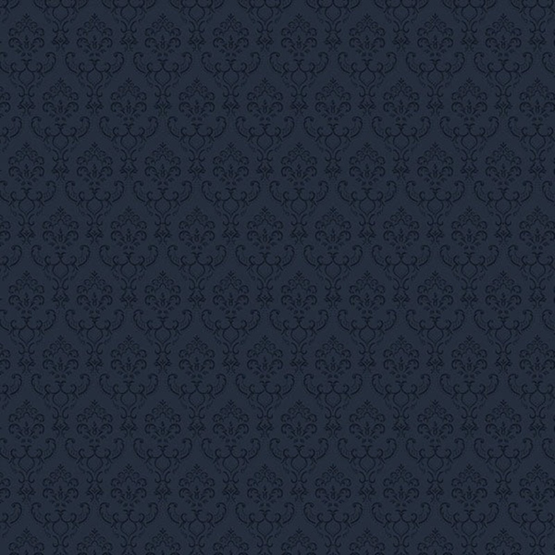 Small Damask Cambridge 32.7 Ft. x 20.5 In. Vinyl Navy Blue Small Damask Wallpaper Covering - 32.7 Ft. x 20.5 In.