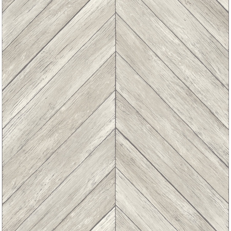 Wood Avalon Parisian Dove Chevron Wood 33' L X 20.5" W Wallpaper Roll