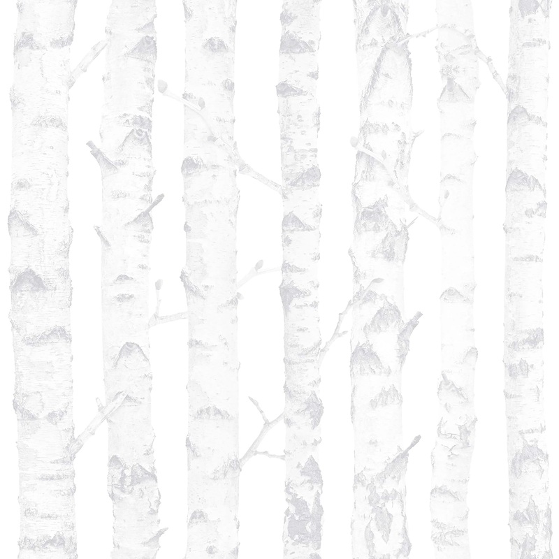 Woods & Forests Harding Birdie Grey Birch 33 ft L X 20.9 in W Wallpaper.